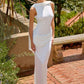 Vestido de Novia Estech, con Escote Halter Alto, Drapeado, Color Off White