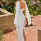 Vestido de Novia Estech, con Escote Halter Alto, Drapeado, Color Off White