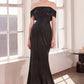 Vestido con Manga al Hombro Corte Sirena con Brillos (Varios Colores)