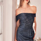 Vestido con Manga al Hombro Corte Sirena con Brillos (Varios Colores)