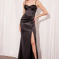 Vestido de Satín Corte Recto con tirantes y Semi Corse (Varios Colores)