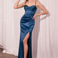 Vestido de Satín Corte Recto con tirantes y Semi Corse (Varios Colores)