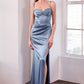 Vestido de Satín Corte Recto con tirantes y Semi Corse (Varios Colores)