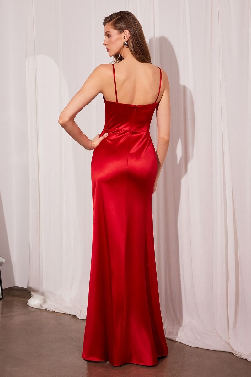 Vestido de Satín Corte Recto con tirantes y Semi Corse (Varios Colores)