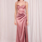 Vestido de Satín Corte Recto con tirantes y Semi Corse (Varios Colores)