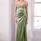 Vestido de Satín Corte Recto con tirantes y Semi Corse (Varios Colores)