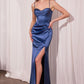 Vestido de Satín Corte Recto con tirantes y Semi Corse (Varios Colores)