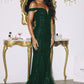 Vestido Entallado, Escote con Hombros Descubiertos de Encaje con Lentejuelas (Varios Colores)