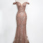 Vestido Entallado, Escote con Hombros Descubiertos de Encaje con Lentejuelas (Varios Colores)