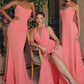 Vestido Estilo Halter en Corte A, Cintura Fruncida con a Abertura en la Pierna (Varios Colores)