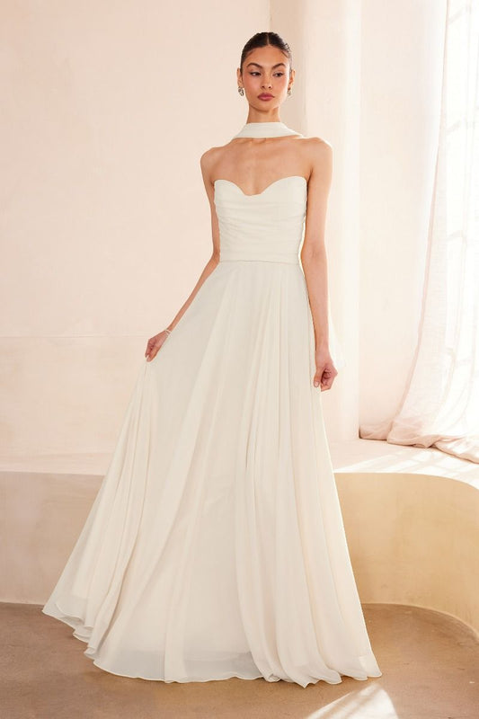 Vestido de Novia Línea A Escote Corazón con Pashmina Color OFF WHITE
