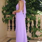 Vestido Estilo Halter en Corte A, Cintura Fruncida con a Abertura en la Pierna (Varios Colores)