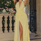 Vestido Estilo Halter en Corte A, Cintura Fruncida con a Abertura en la Pierna (Varios Colores)