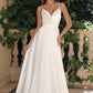 Vestido de Novia Línea A escote Corazón y con Tirantes.