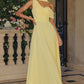 Vestido de Novia Corte en A, Escote de un Solo Hombro con Capa Drapeada de Gasa (Varios Colores)