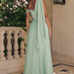 Vestido de Novia Corte en A, Escote de un Solo Hombro con Capa Drapeada de Gasa (Varios Colores)