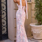 Vestido de Strapless  con cintura fruncida y bufanda de gasa Color Sage.