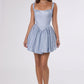 Vestido Corto en A con Brillos, con Escote Cuadrado y Corsé (Varios Colores)