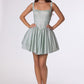 Vestido Corto en A con Brillos, con Escote Cuadrado y Corsé (Varios Colores)