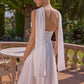 Vestido de Novia en Corte A, Escote Drapeado y Bufanda a Juego, Color Off White