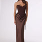 Vestido de Novia Corte Recto, Corpiño con Escote Corazón y Falda Desmontable, Colores Black y Espresso