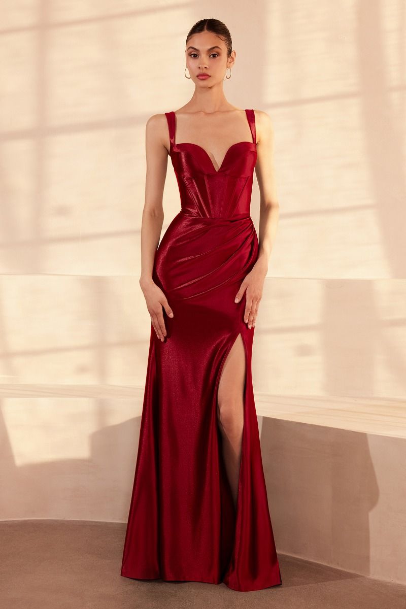 Vestido de Satén Corte Sirena Escote de Corazón con Tirantes (Varios Colores)