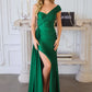 Vestido de Satén con Tirante Cruzado a un Hombro, Escote de Corazón y Abertura en la Pierna (Varios Colores)