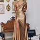 Vestido de Satén con Tirante Cruzado a un Hombro, Escote de Corazón y Abertura en la Pierna (Varios Colores)