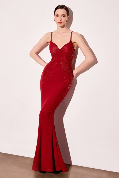 Vestido Corte Sirena con tirantes Delgados Destellos Brillosos (Varios Colores)