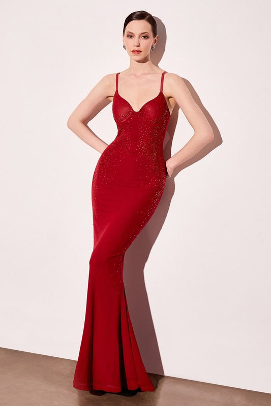 Vestido Corte Sirena con tirantes Delgados Destellos Brillosos (Varios Colores)