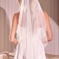 Velo de Tul con Delicadas Gotas de Perla, Color Off White