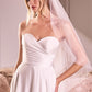 Velo de Tul con Delicadas Gotas de Perla, Color Off White
