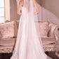 Velos Largo de Tul con Delicadas Gotas de Perla, Color Off White