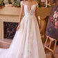 Vestido de Novia Con Mangas Color Off White-Nude.
