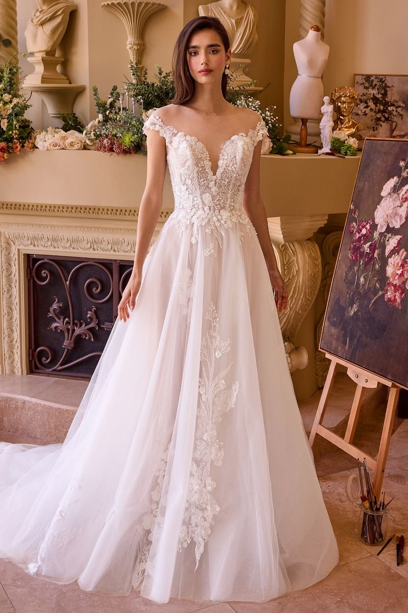 Vestido de Novia Con Mangas Color Off White-Nude.