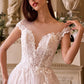 Vestido de Novia Con Mangas Color Off White-Nude.