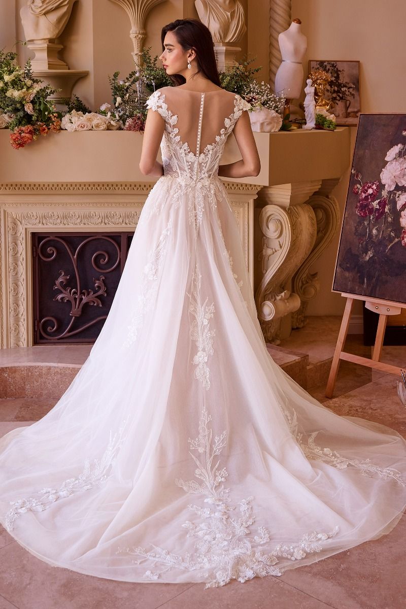 Vestido de Novia Con Mangas Color Off White-Nude.