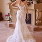 Vestido de Novia Corte Sirena con Encaje y Tirantes.