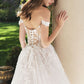 Vestido de Novia Con Escote de Corazón con Hombros Descubiertos de Tul con Encaje, Color Off White