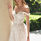 Vestido de Novia Con Escote de Corazón con Hombros Descubiertos de Tul con Encaje, Color Off White