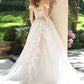 Vestido de Novia Con Escote de Corazón con Hombros Descubiertos de Tul con Encaje, Color Off White