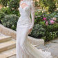 Vestido de Novia Corte Sirena de Encaje Con Bolero Desmontable, Color Off White Nude