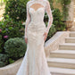 Vestido de Novia Corte Sirena de Encaje Con Bolero Desmontable, Color Off White Nude