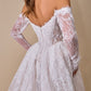 Vestido de Novia Corte Princesa, Con Hombros Descubiertos, y Mangas Largas Caídas, Color Off White