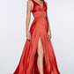 Vestido de dama de honor corte A con tela satinada color Rojo
