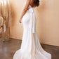 Vestido de novia sirena Charmeuse con faja lazada en la espalda