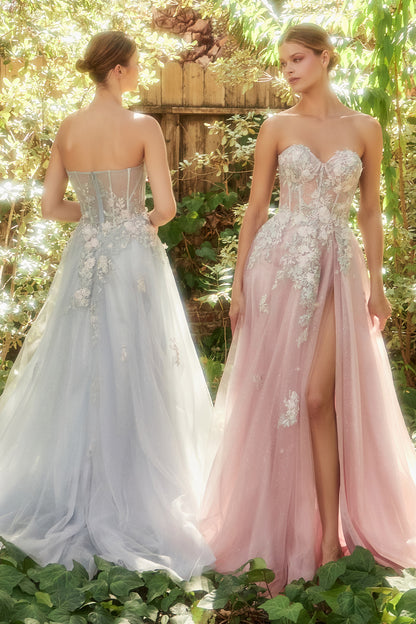 Vestido con Escote Corazón Aplicaciones y Encaje Floral, sin mangas brillante.
