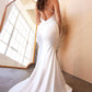 Vestido de novia atractivo de sirena de satén elástico con espalda abierta