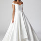 Vestido de Novia Corte en A Mangas al Hombro y Escote de Corazón Color Off White