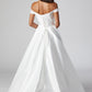Vestido de Novia Corte en A Mangas al Hombro y Escote de Corazón Color Off White